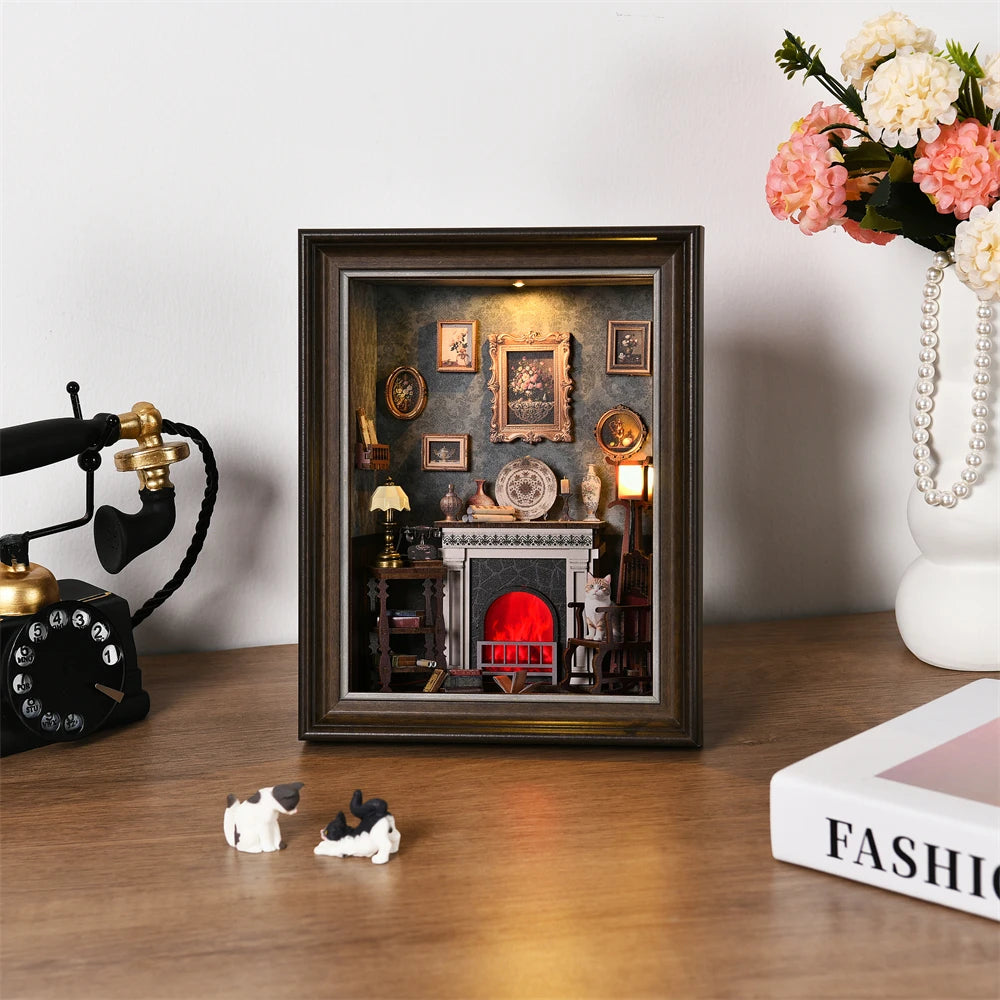 Book Nook Kit Tailor's Shop DIY 3D Wooden Puzzle Dollhouse Photo frame ornament Model Bookend Building Home Decoration