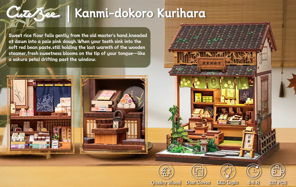 CUTEBEE Book Nook DIY Building Kit with Laser-Cut Precision Pieces 3D Wooden Puzzle  Collectible Desk Home Decor for Gift Idea