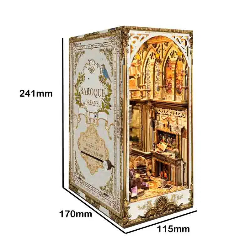 Diy Wooden Book Nook Shelf Insert Miniature Model Kits Retro Court Bookshelf Handmade Bookend For Friends Xmas Gifts
