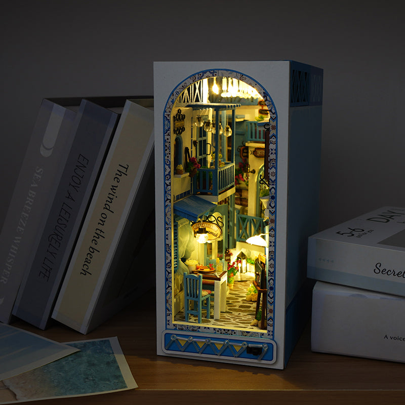 Book Nook Kit Mini DIY Book Nook Touch Light with Furniture Children's Birthday Gift (Sea Breeze Land) Drop Shippig