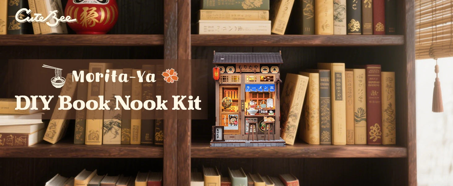 CUTEBEE Book Nook DIY Building Kit with Laser-Cut Precision Pieces 3D Wooden Puzzle  Collectible Desk Home Decor for Gift Idea