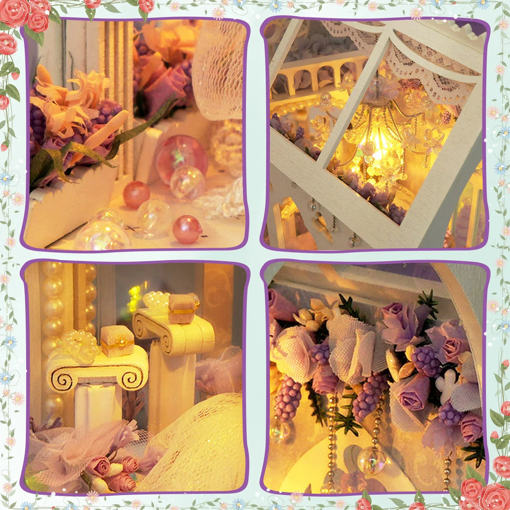 DIY Book Nook Kit Miniature Doll House With LED Light 3D Puzzle Model Building Wooden Bookshelf Bookend Toy Adults Birthday Gift