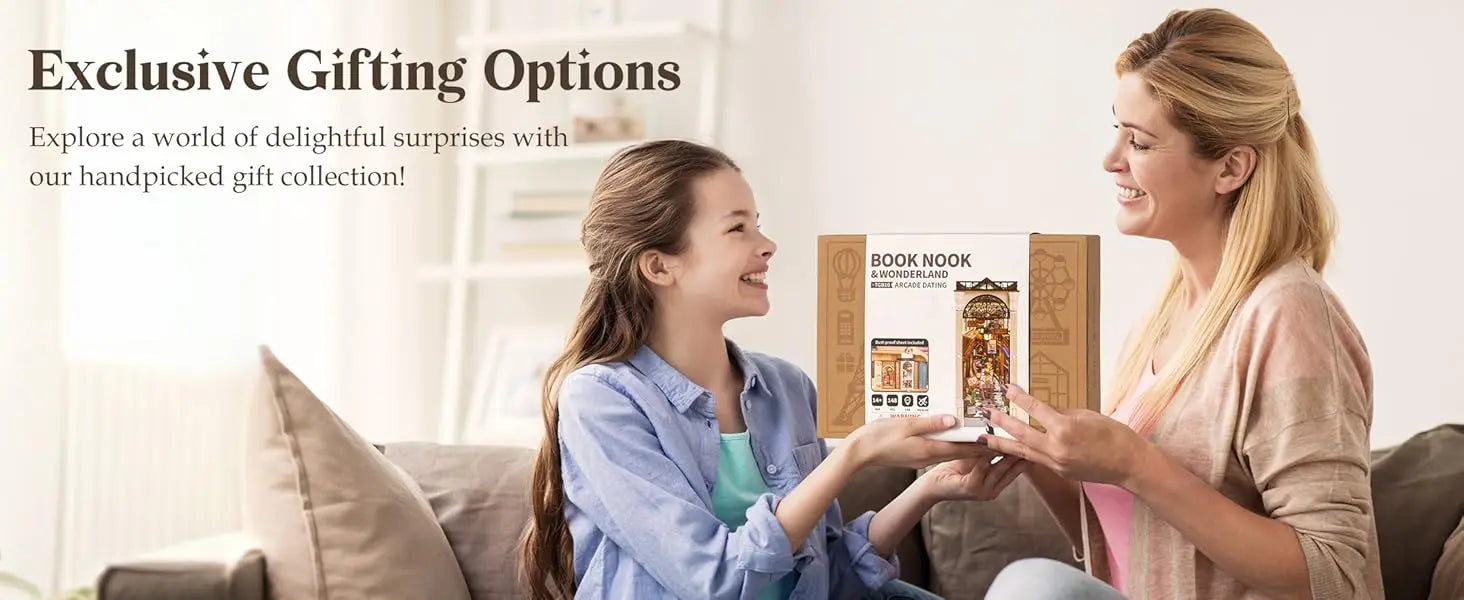 Robotime Arcade Dating Booknook with Dust Cover DIY Miniature Dolls House Kit 3D Wooden Puzzle Bookend Bookshelf Decor Gift
