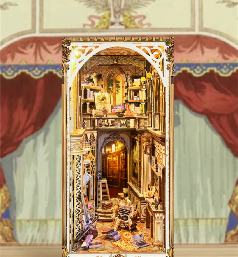 NEW DIY Book Nook Insert Shelf Kits Wooden Miniature Model Kit Baroque Dreams Bookend Assembled Bookshelf Home Decor Girls Gifts