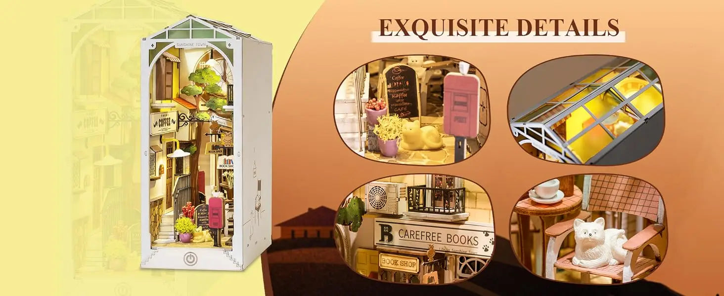 Robotime Rolife DIY Book Nook Wooden Miniature Doll House for Bookshelf Insert Furniture
