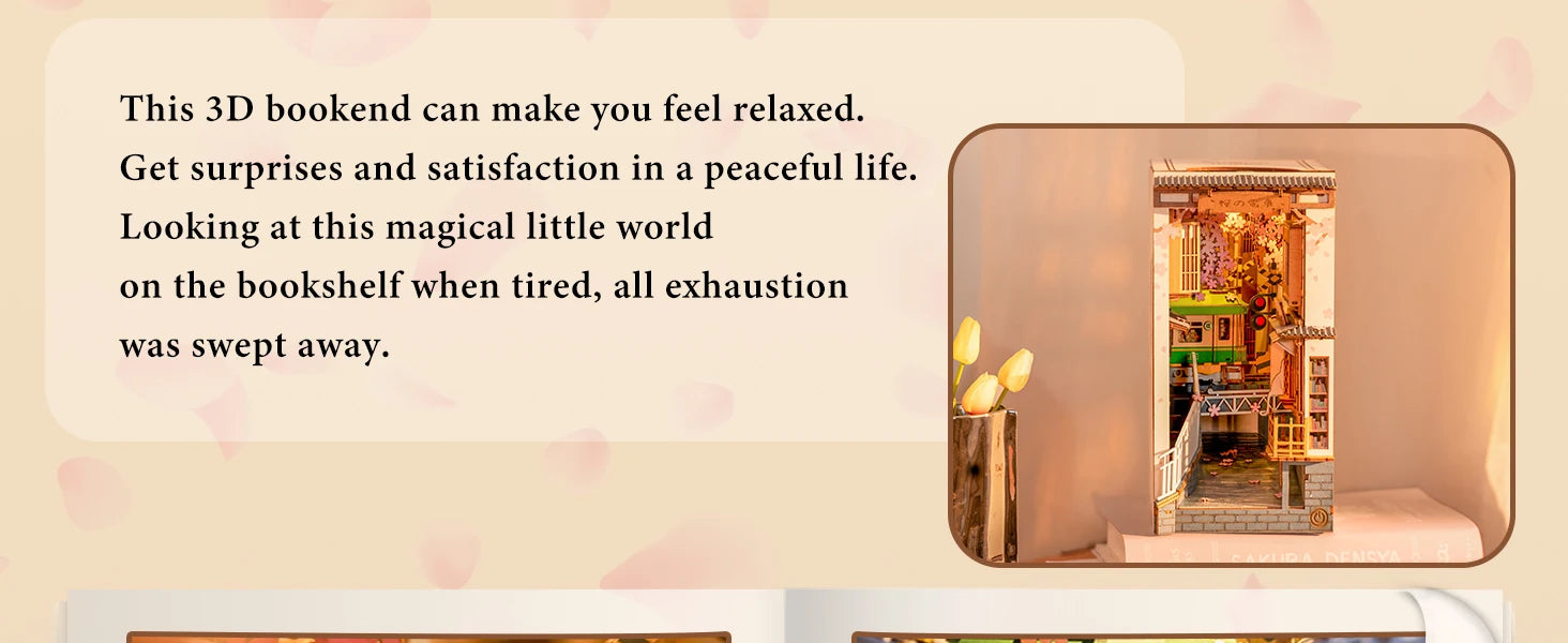 Robotime Rolife DIY Book Nook Wooden Miniature Doll House for Bookshelf Insert Furniture