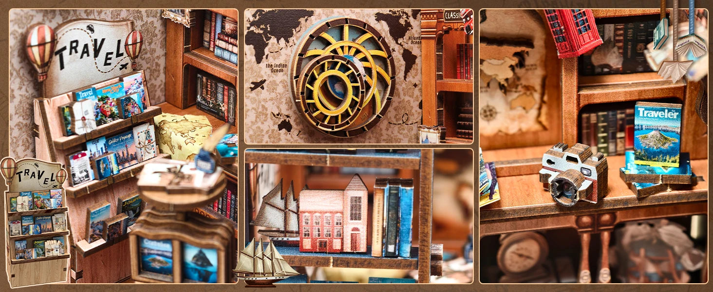 CUTEBEE Book Nook DIY Building Kit with Laser-Cut Precision Pieces 3D Wooden Puzzle  Collectible Desk Home Decor for Gift Idea