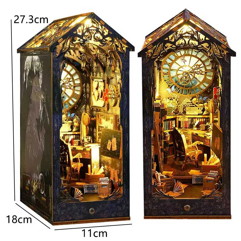 Book Nook Kit DIY Mini 3D Wooden Puzzle Handmade Bookshelf Dollhouse Model Bookend Building Home Decoration Toy Christmas Gifts