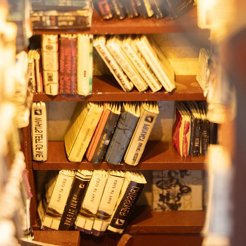 Book Nook Kit DIY Mini 3D Wooden Puzzle Handmade Bookshelf Dollhouse Model Bookend Building Home Decoration Toy Christmas Gifts