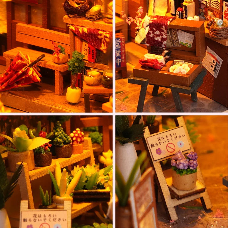 New Book Nook Japanese City Alley Model Building Bookend Bookshelf Insert Bookcase DIY Assemble Toys Child Girl Adult Gift Casa