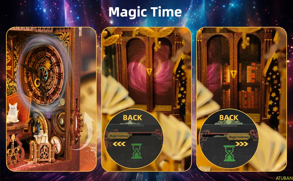 DIY Book Nook Kit, DIY Dollhouse Booknook Bookshelf Insert Decor Alley Book Nook Kits for Adults,Bookends Model - Wander Library