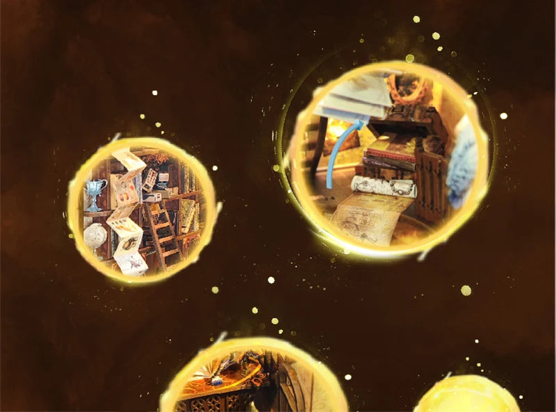 DIY Wooden Book Nook Shelf Insert Kit Miniature Building Kits Magic Night Alley Bookshelf with LED Lights Bookends Friends Gifts