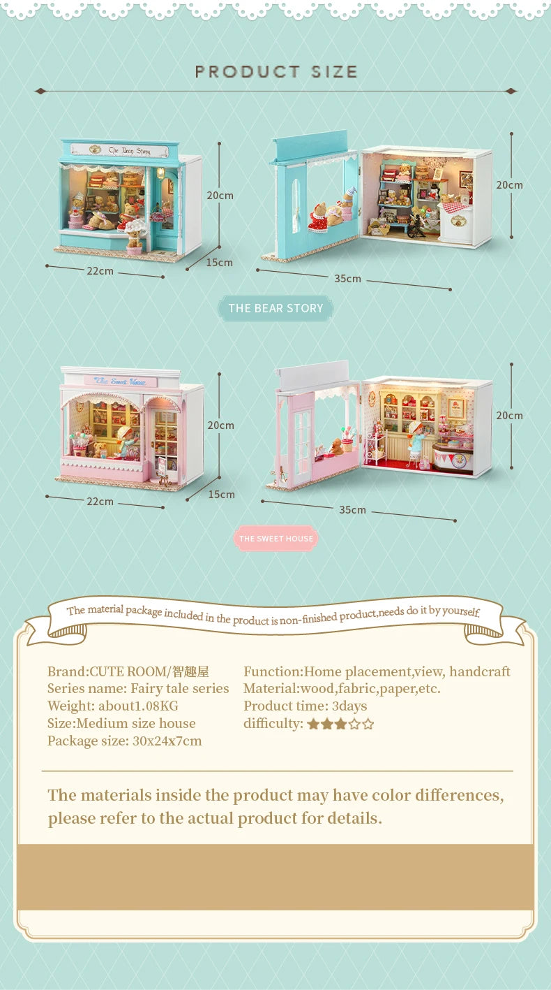 2014 New HomeMiniature House Diy Dollhouse Casa Tiny Dolls Houses Roombox miniaturas For Children Toys Birthday Gifts Booknook