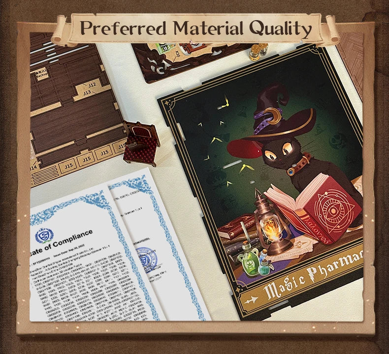 CUTEBEE DIY Book Nook Kit Miniature Book Nook with Touch Light Model Building Adults for Christmas Decoration (Magic Pharmacist)