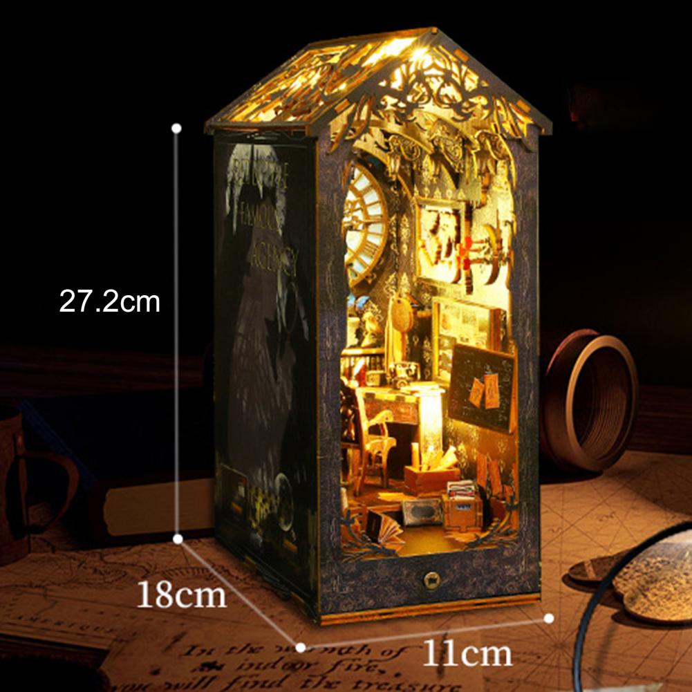1 Set DIY Dollhouse Booknook Kit Realistic Imagination Cultivation Simulated DIY Book Nook Kit Bookend Stand 3D Model