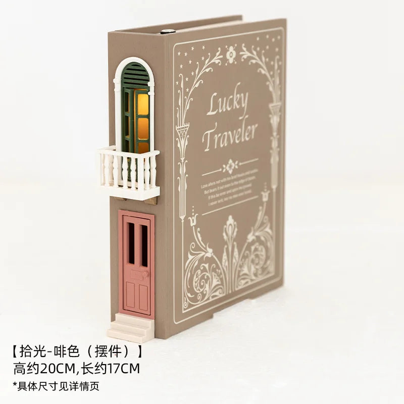 Booknook Creative Book Holders Fake Books Bookends Model Kit With LED Light For Bookshelf Insert Decor Miniature Ornament Gift