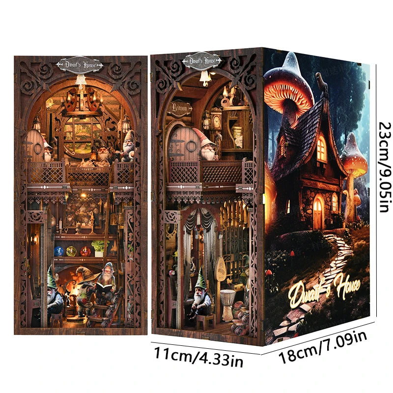 DIY Book Nook Kit Wooden Doll House 3D Puzzle Bookshelf Dollhouse Model Booknook Building Home Decoration For Christmas Gift