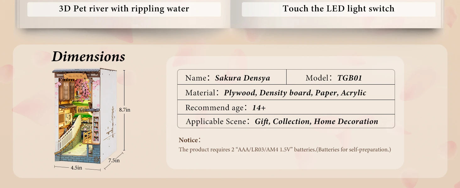 Robotime Rolife DIY Book Nook Wooden Miniature Doll House for Bookshelf Insert Furniture