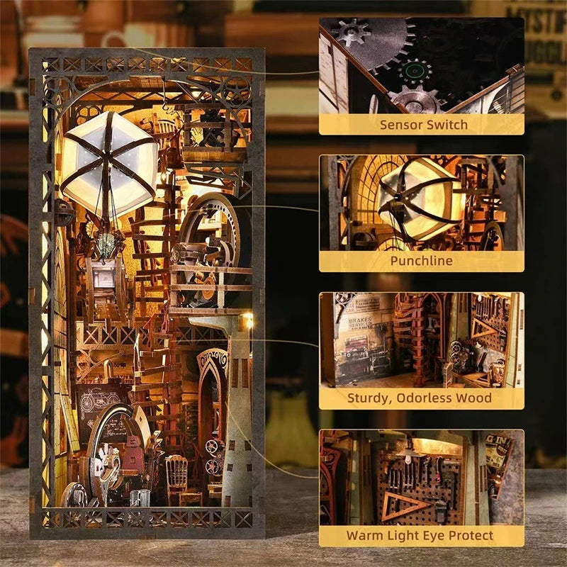 DIY Book Nook Kit Wooden Doll House 3D Puzzle Bookshelf Dollhouse Model Booknook Building Home Decoration For Christmas Gift