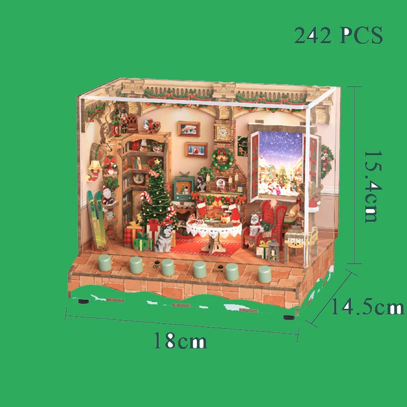 DIY Book Nook Shelf Insert Kits Wooden Miniature Model Kit Cyberrpunk Bookend Assembled Bookshelf Home Decor Christmas Gifts