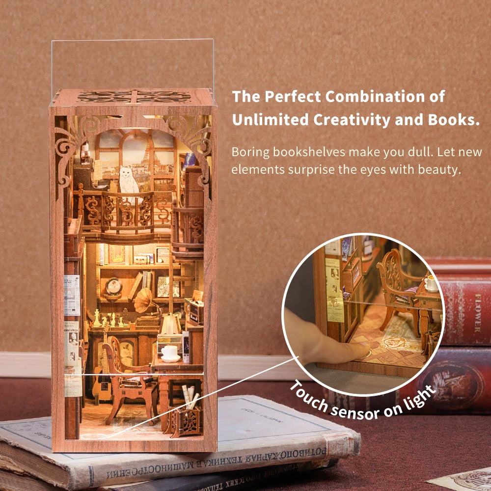 CUTEBEE DIY Book Nook Kit Dollhouse Book Nook Magic Pharmacist  Miniature Touch Lights with Furniture for Birthday Gift