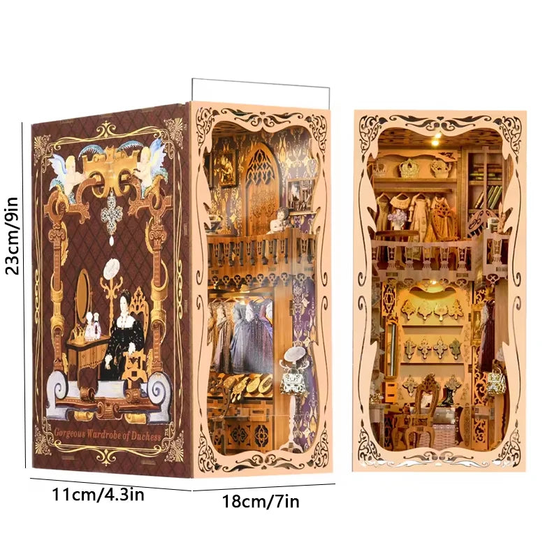 DIY Book Nook Kit Wooden Doll House 3D Puzzle Bookshelf Dollhouse Model Booknook Building Home Decoration For Christmas Gift