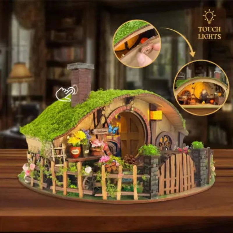 Retro DIY Wooden Magic Ring House Miniature Kits With LED Lights Adult Craft Model Building Home Desk Decoration Creative Gift | BookNook Store