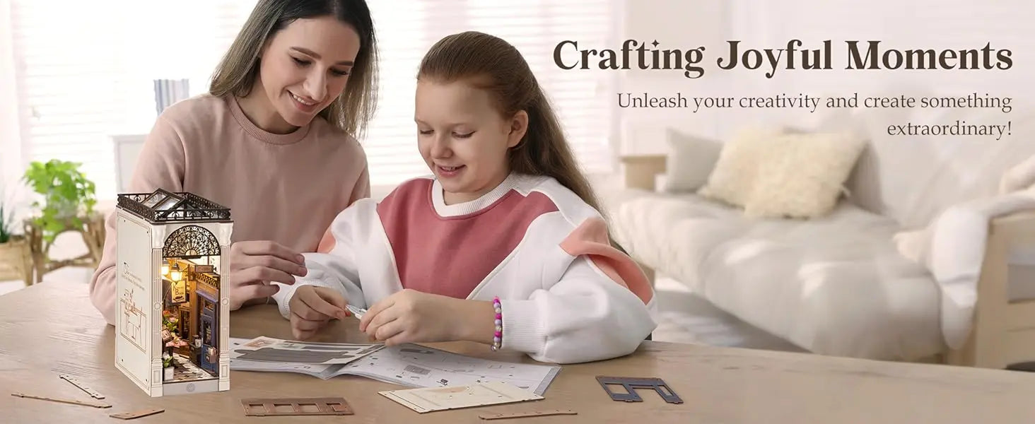 Robotime Arcade Dating Booknook with Dust Cover DIY Miniature Dolls House Kit 3D Wooden Puzzle Bookend Bookshelf Decor Gift