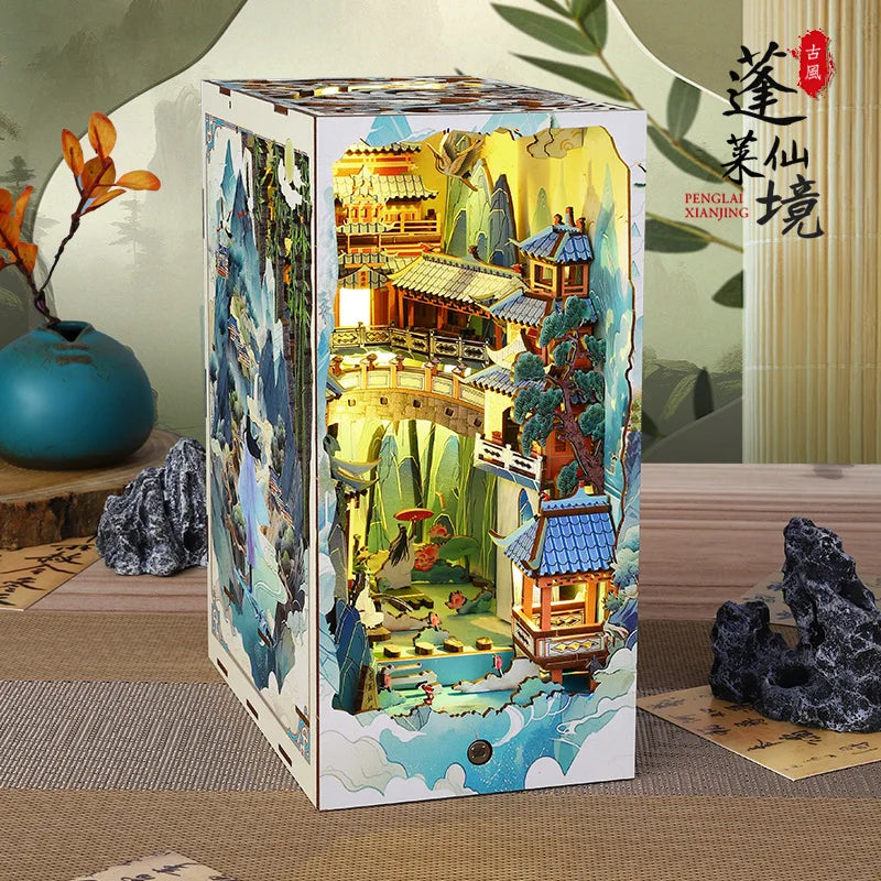 Book Nook Shelf Insert  Casa Miniature Doll House Kit Toys Home Dollhouse Bookends Furniture Wooden Bookshelf Birthday Gifts