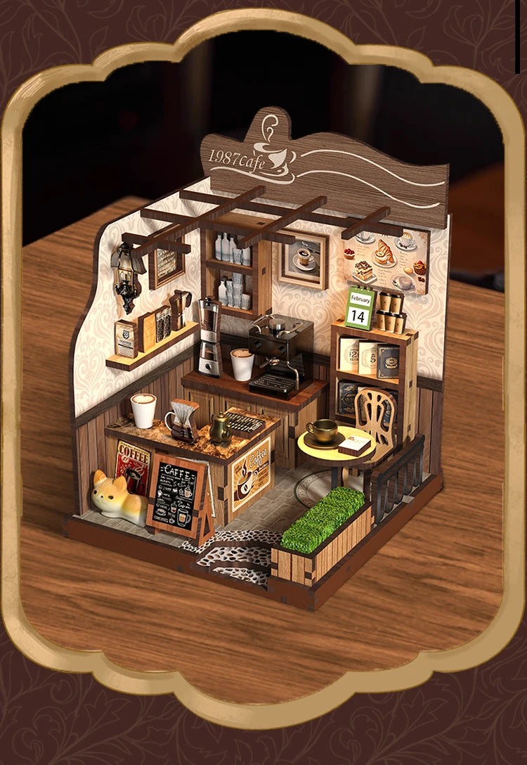 Booknook Coffee House DIY Miniature House Elegant Casual Design Cafe Atmosphere   Assembly Model For Birthday Gifts Home Decor