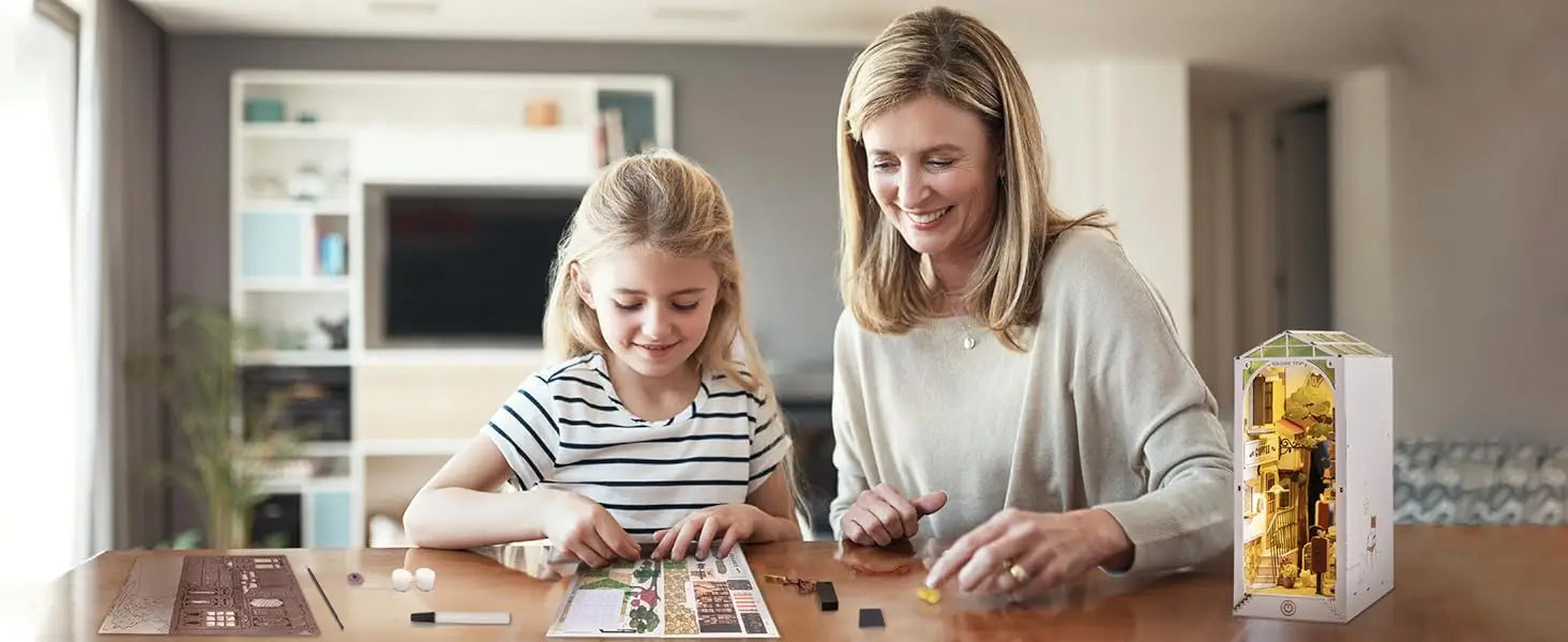 Robotime Rolife DIY Book Nook Wooden Miniature Doll House for Bookshelf Insert Furniture