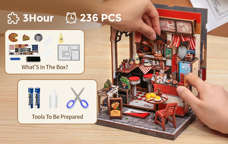 CUTEBEE Book Nook DIY Building Kit with Laser-Cut Precision Pieces 3D Wooden Puzzle  Collectible Desk Home Decor for Gift Idea