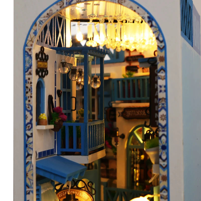 Book Nook Kit Mini DIY Book Nook Touch Light with Furniture Children's Birthday Gift (Sea Breeze Land) Drop Shippig