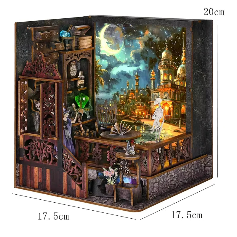 DIY Book Nook Kit Wooden Doll House 3D Puzzle Bookshelf Dollhouse Model Booknook Building Home Decoration For Christmas Gift