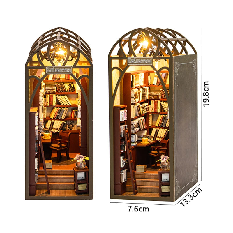 DIY Book Nook Kit Wooden Doll House 3D Puzzle Bookshelf Dollhouse Model Booknook Building Home Decoration For Christmas Gift