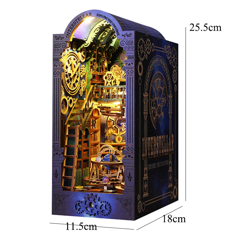 Book Nook Kit DIY Miniature House Wooden Book Shelf Insert Model Dollhouses With Light 3D Puzzle Building Toys For Kids Gifts