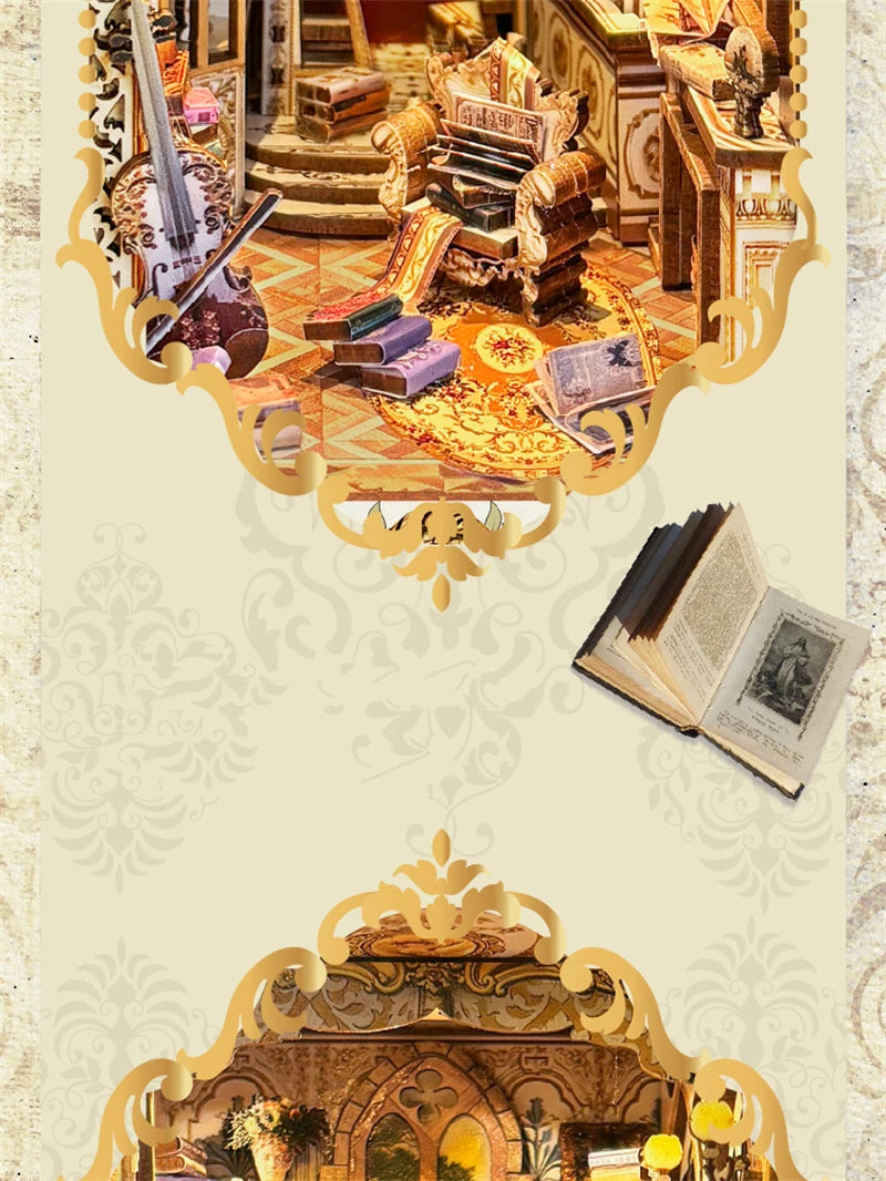 NEW DIY Book Nook Insert Shelf Kits Wooden Miniature Model Kit Baroque Dreams Bookend Assembled Bookshelf Home Decor Girls Gifts