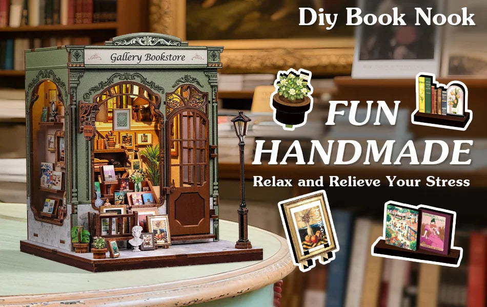 CUTEBEE Book Nook DIY Building Kit with Laser-Cut Precision Pieces 3D Wooden Puzzle  Collectible Desk Home Decor for Gift Idea