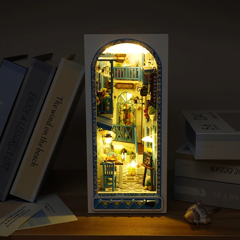 Book Nook Kit Mini DIY Book Nook Touch Light with Furniture Children's Birthday Gift (Sea Breeze Land) Drop Shippig