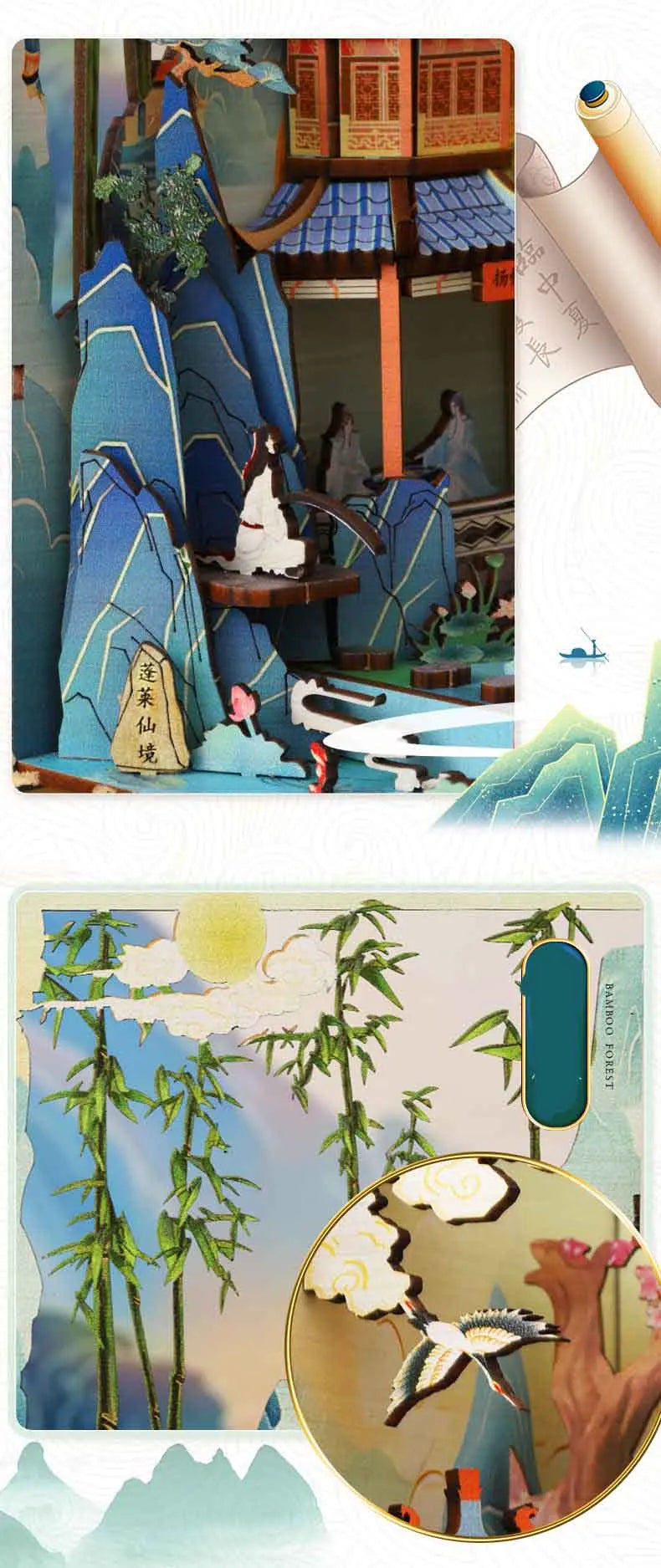 Book Nook Shelf Insert  Casa Miniature Doll House Kit Toys Home Dollhouse Bookends Furniture Wooden Bookshelf Birthday Gifts