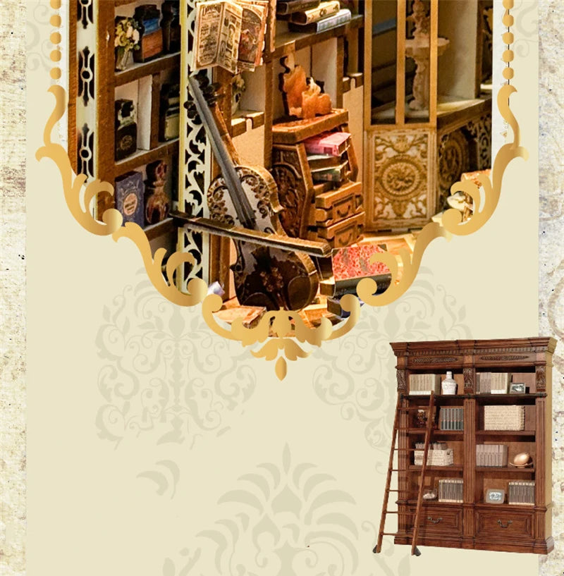 NEW DIY Book Nook Insert Shelf Kits Wooden Miniature Model Kit Baroque Dreams Bookend Assembled Bookshelf Home Decor Girls Gifts