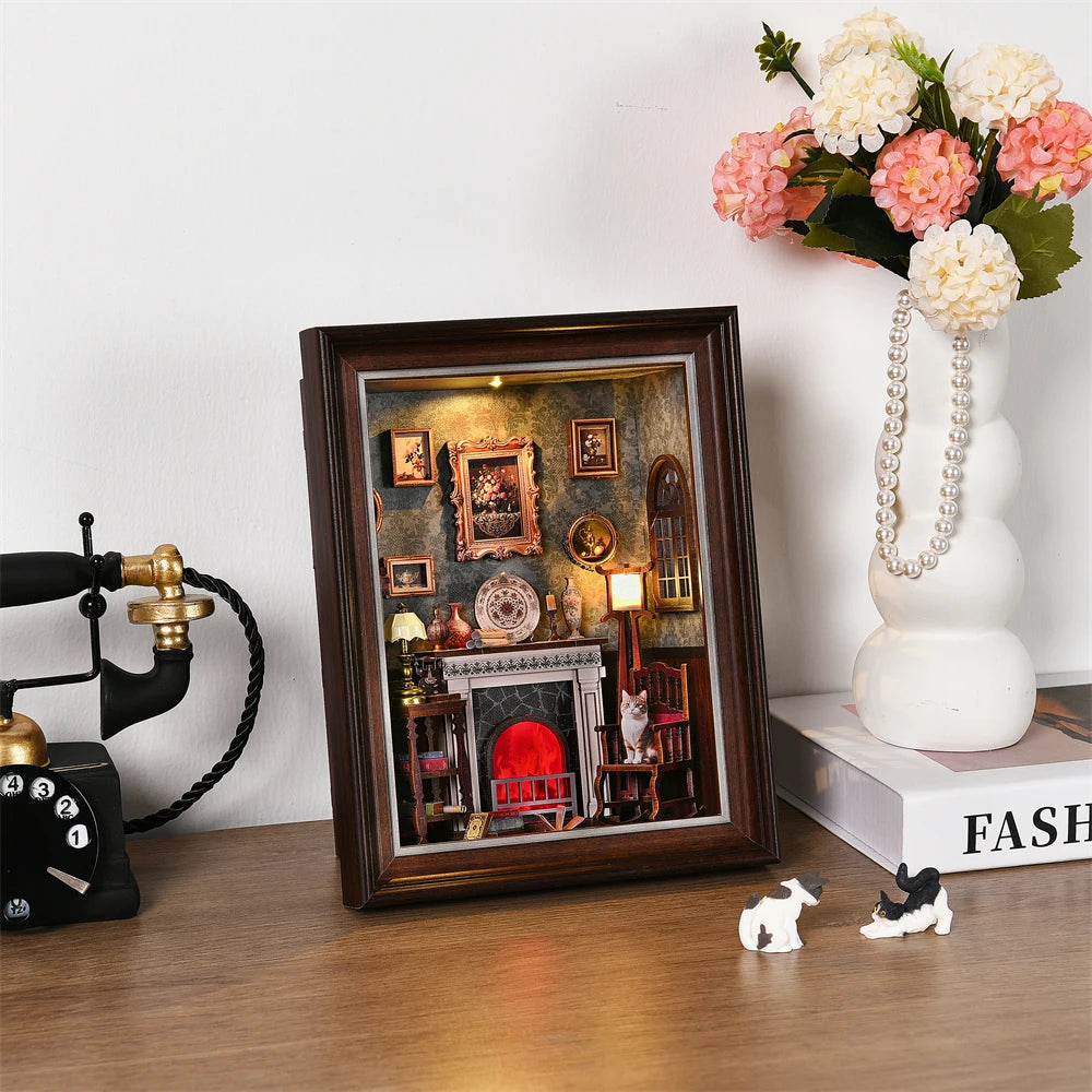 Book Nook Kit Tailor's Shop DIY 3D Wooden Puzzle Dollhouse Photo frame ornament Model Bookend Building Home Decoration