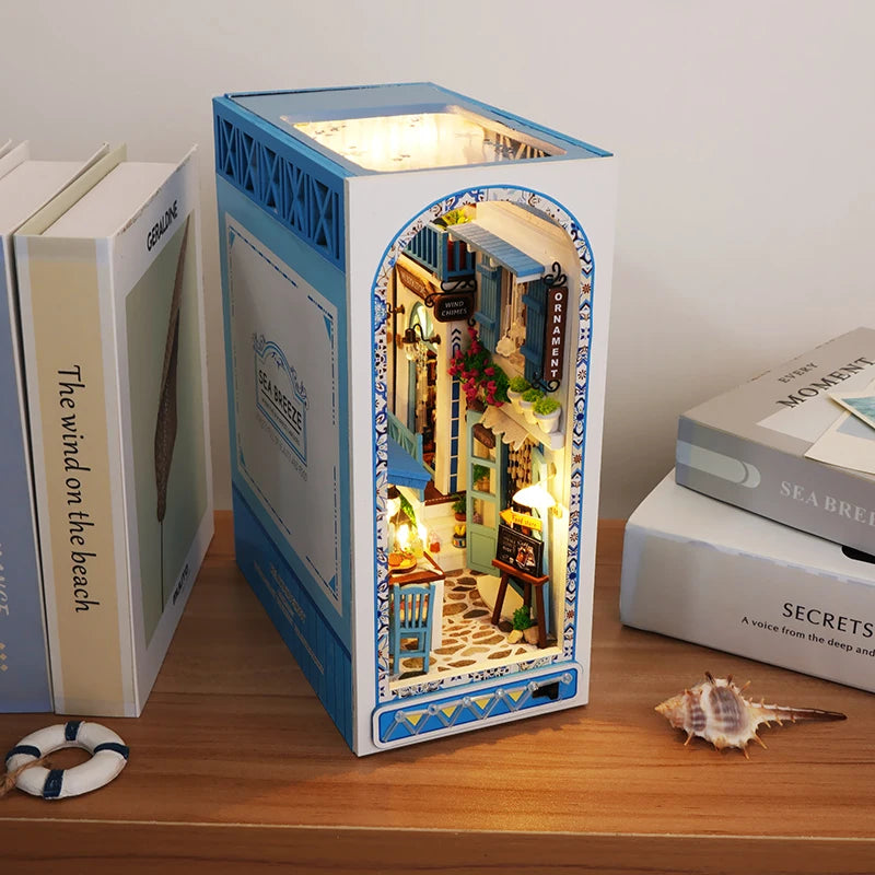 Book Nook Kit Mini DIY Book Nook Touch Light with Furniture Children's Birthday Gift (Sea Breeze Land) Drop Shippig