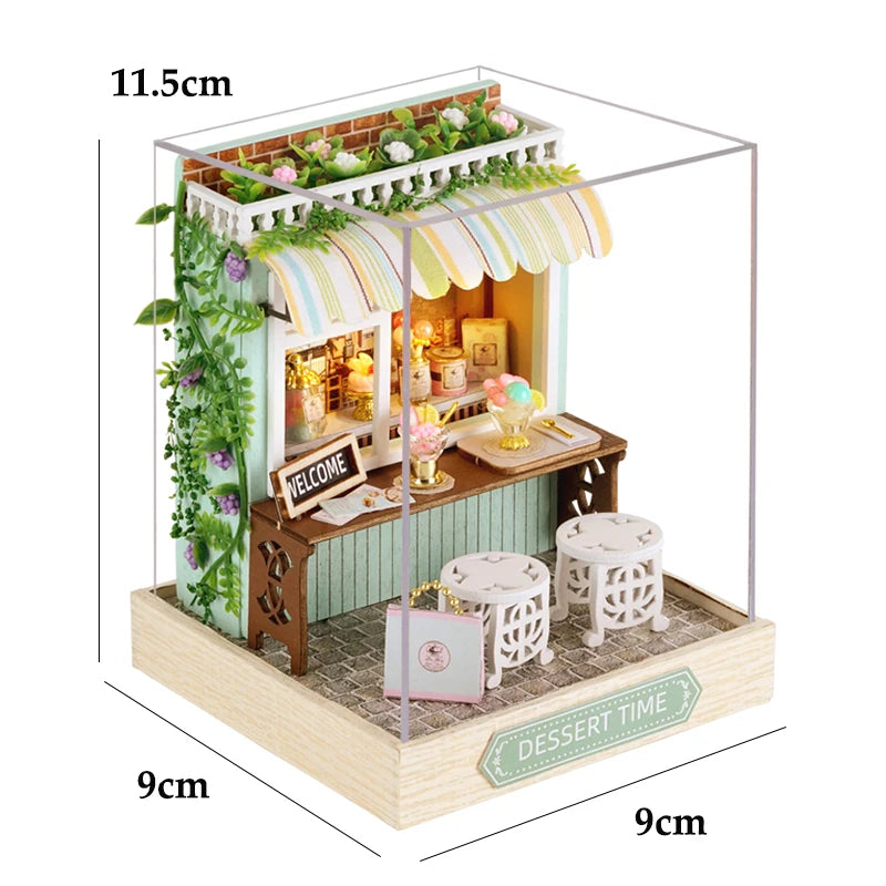Book Nook Kit DIY Doll House With LED Light Bookshelf Insert Wooden Mini Dollhouse Furniture Light Kit For Birthday Family Gift