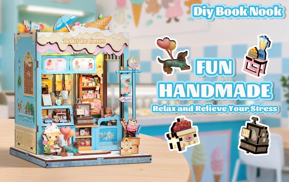 CUTEBEE Book Nook DIY Building Kit with Laser-Cut Precision Pieces 3D Wooden Puzzle  Collectible Desk Home Decor for Gift Idea