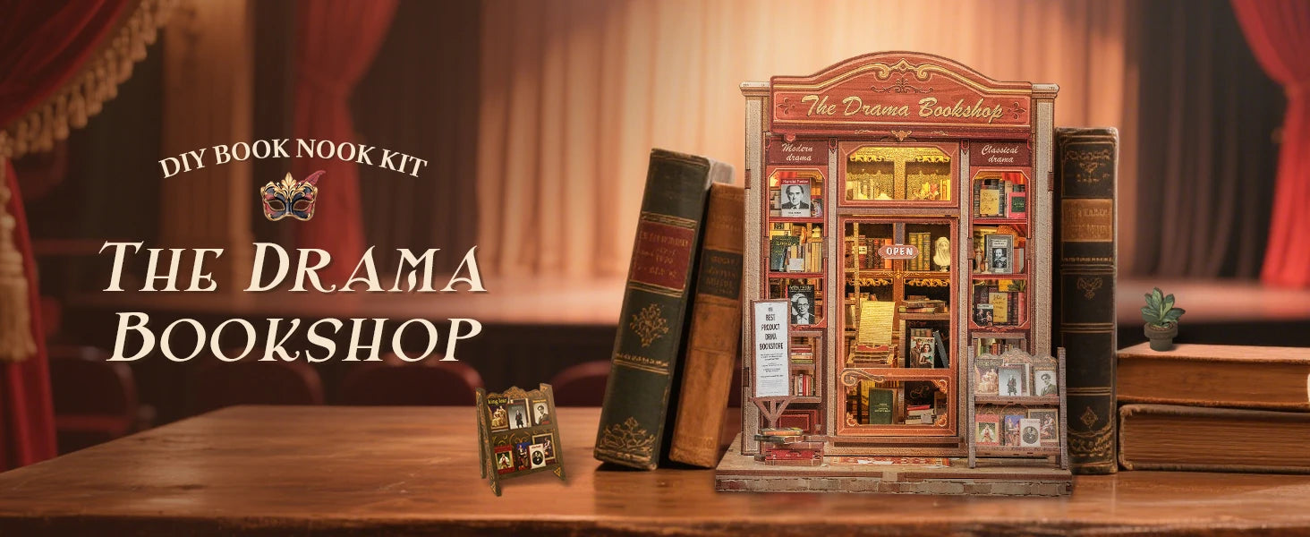 CUTEBEE Book Nook DIY Building Kit with Laser-Cut Precision Pieces 3D Wooden Puzzle  Collectible Desk Home Decor for Gift Idea