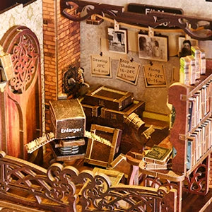 ATUBAN Book Nook Kit, DIY Dollhouse Booknook Bookshelf Insert 3D Wooden Puzzle Bookend for Book/Room Decor,Miniature Model House