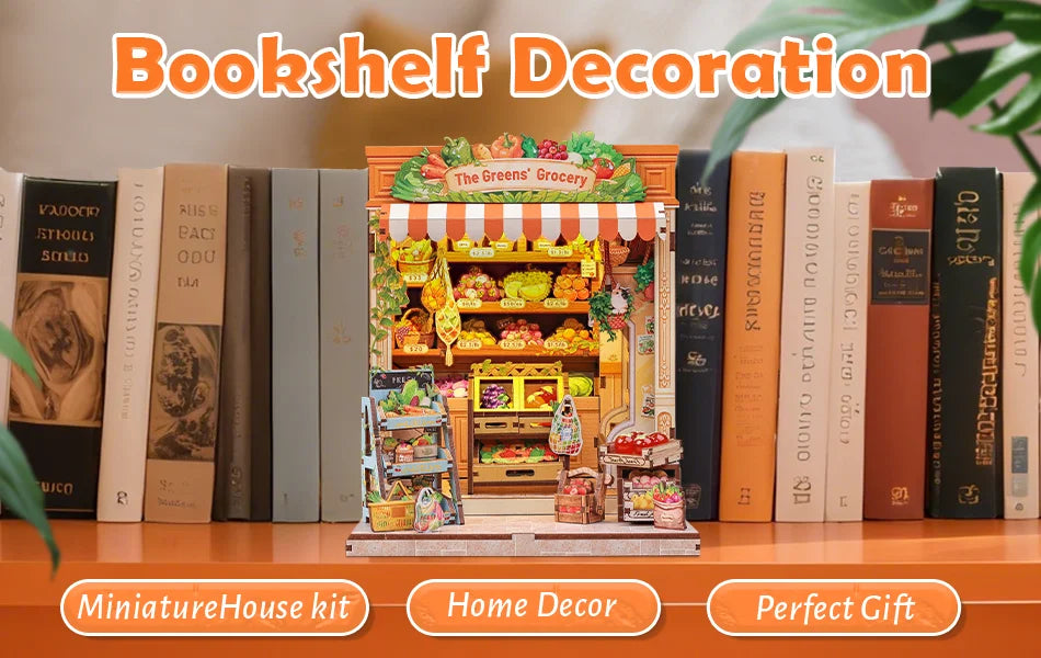 CUTEBEE Book Nook DIY Building Kit with Laser-Cut Precision Pieces 3D Wooden Puzzle  Collectible Desk Home Decor for Gift Idea