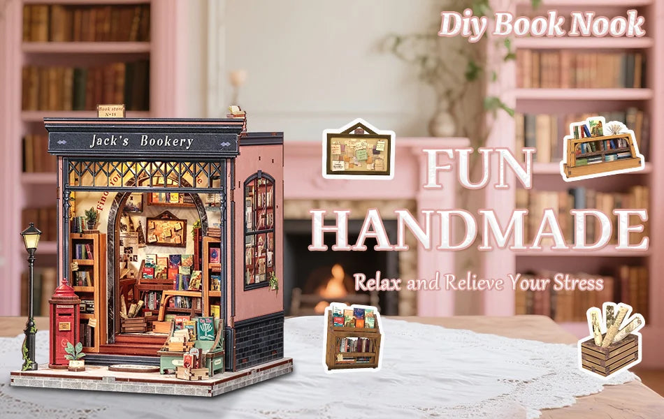 CUTEBEE Book Nook DIY Building Kit with Laser-Cut Precision Pieces 3D Wooden Puzzle  Collectible Desk Home Decor for Gift Idea
