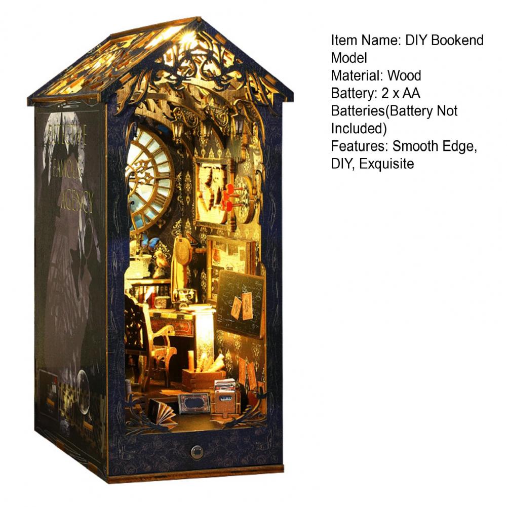 1 Set DIY Dollhouse Booknook Kit Realistic Imagination Cultivation Simulated DIY Book Nook Kit Bookend Stand 3D Model